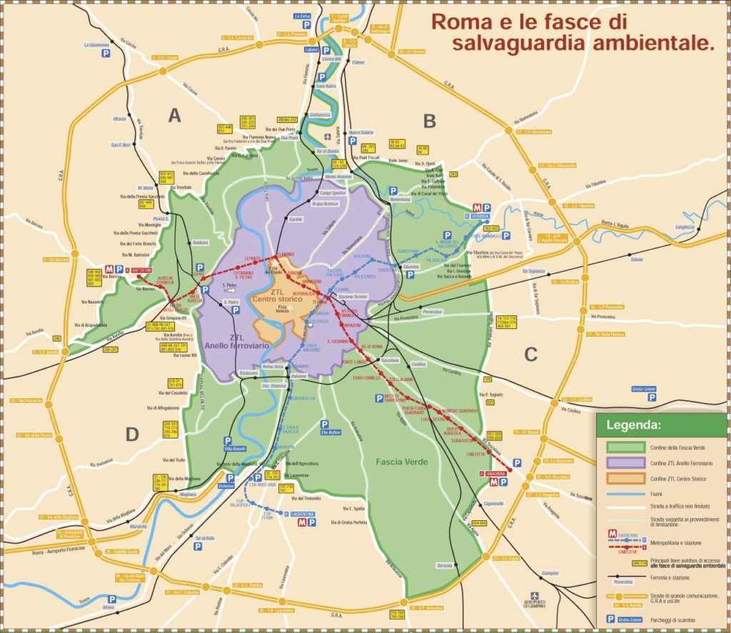 Zone a traffico limitato di Roma: fascia verde e ZTL Anello Ferroviario